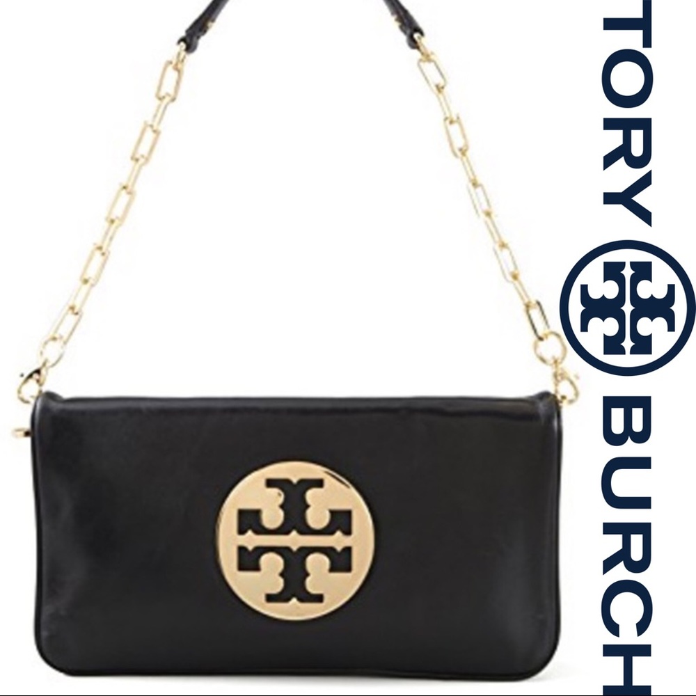 🌟HP🌟Tory Burch Reva Clutch Black/Gold NWT - Picture 3 of 12